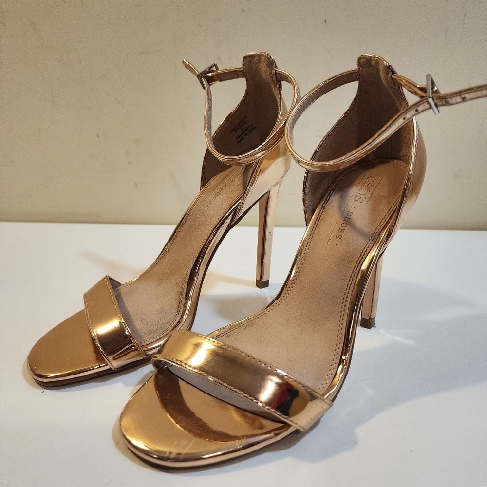 Asos Rose Gold Stelletos ankle Strappy High heels Sandals size 8